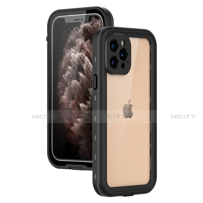 Wasserdicht Unterwasser Silikon Hülle Handyhülle und Kunststoff Waterproof Schutzhülle 360 Grad Ganzkörper Tasche für Apple iPhone 12 Pro Max Schwarz