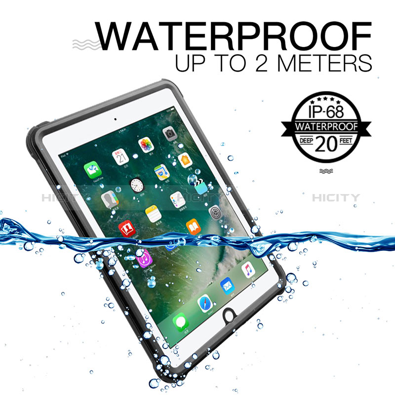 Wasserdicht Unterwasser Silikon Hülle Handyhülle und Kunststoff Waterproof Schutzhülle 360 Grad Ganzkörper Tasche für Apple New iPad 9.7 (2017) Schwarz