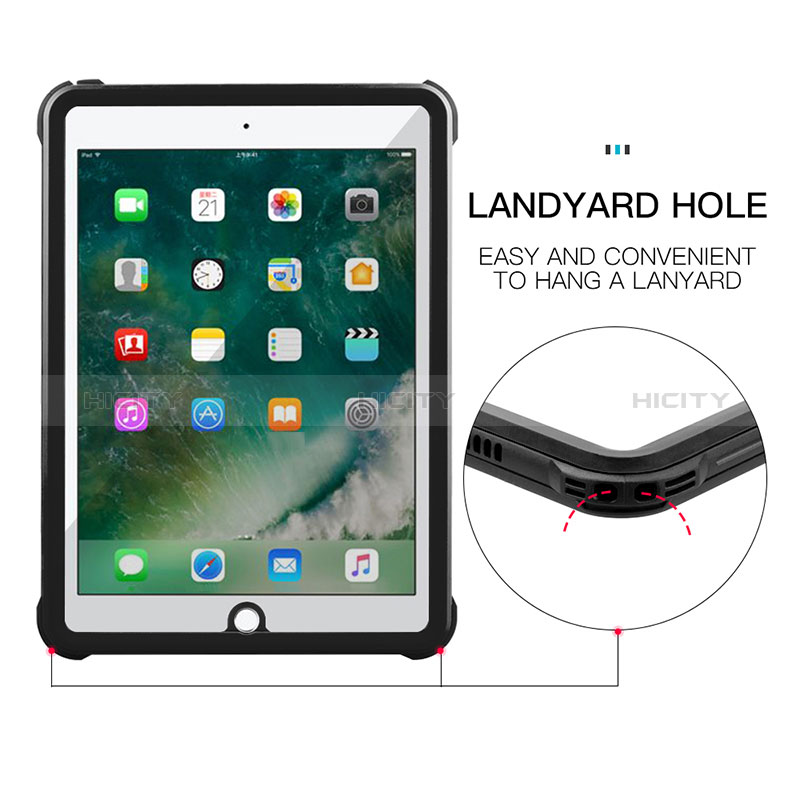 Wasserdicht Unterwasser Silikon Hülle Handyhülle und Kunststoff Waterproof Schutzhülle 360 Grad Ganzkörper Tasche für Apple New iPad 9.7 (2017) Schwarz