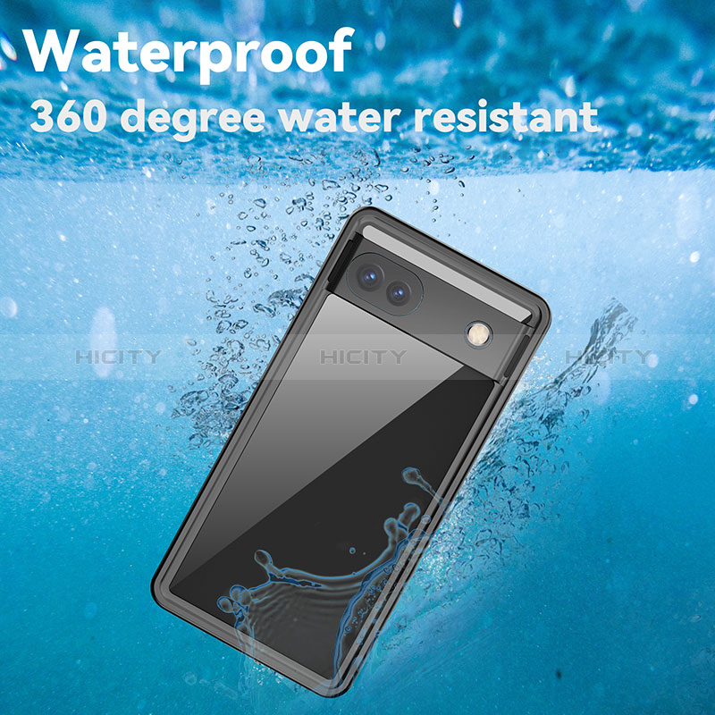 Wasserdicht Unterwasser Silikon Hülle Handyhülle und Kunststoff Waterproof Schutzhülle 360 Grad Ganzkörper Tasche für Google Pixel 6a 5G Schwarz