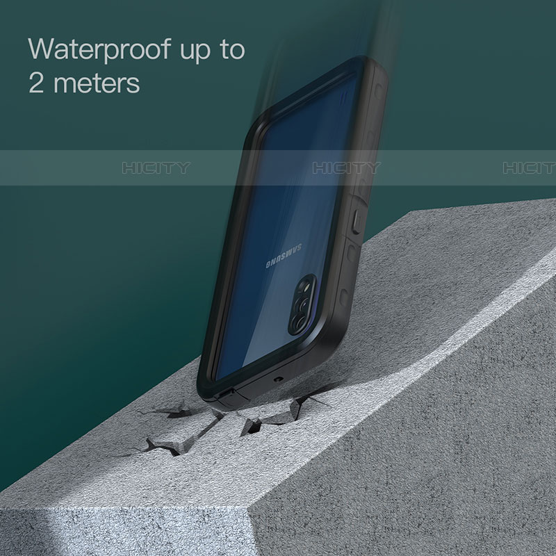 Wasserdicht Unterwasser Silikon Hülle Handyhülle und Kunststoff Waterproof Schutzhülle 360 Grad Ganzkörper Tasche für Samsung Galaxy A01 SM-A015 Schwarz