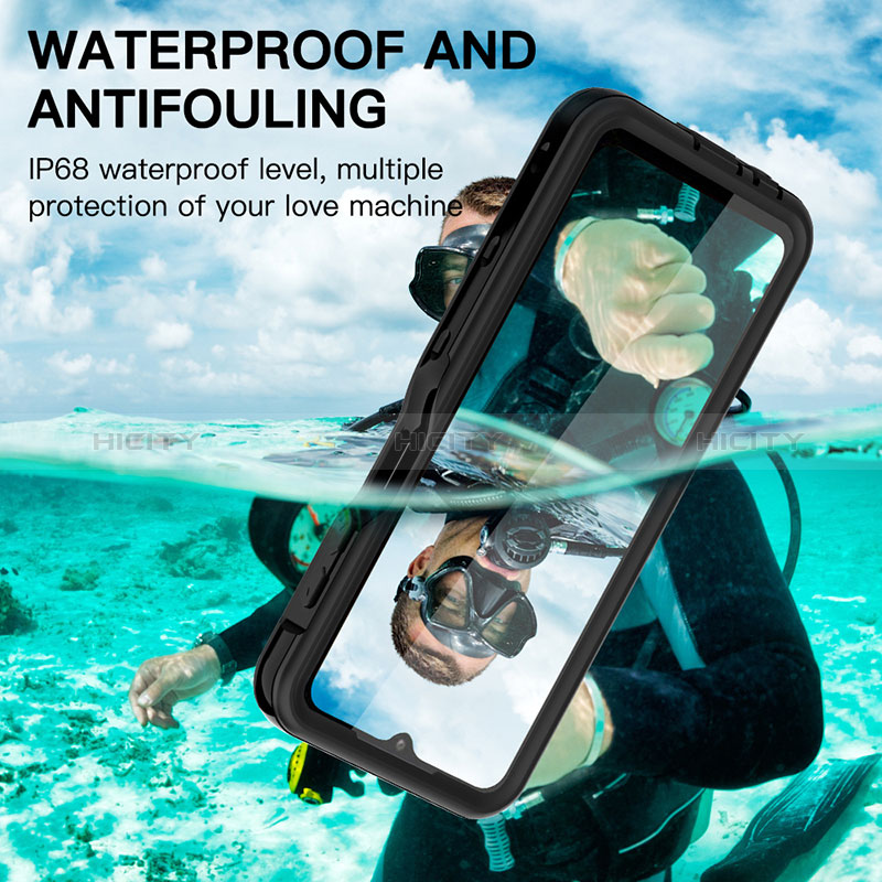 Wasserdicht Unterwasser Silikon Hülle Handyhülle und Kunststoff Waterproof Schutzhülle 360 Grad Ganzkörper Tasche für Samsung Galaxy A12 5G Schwarz