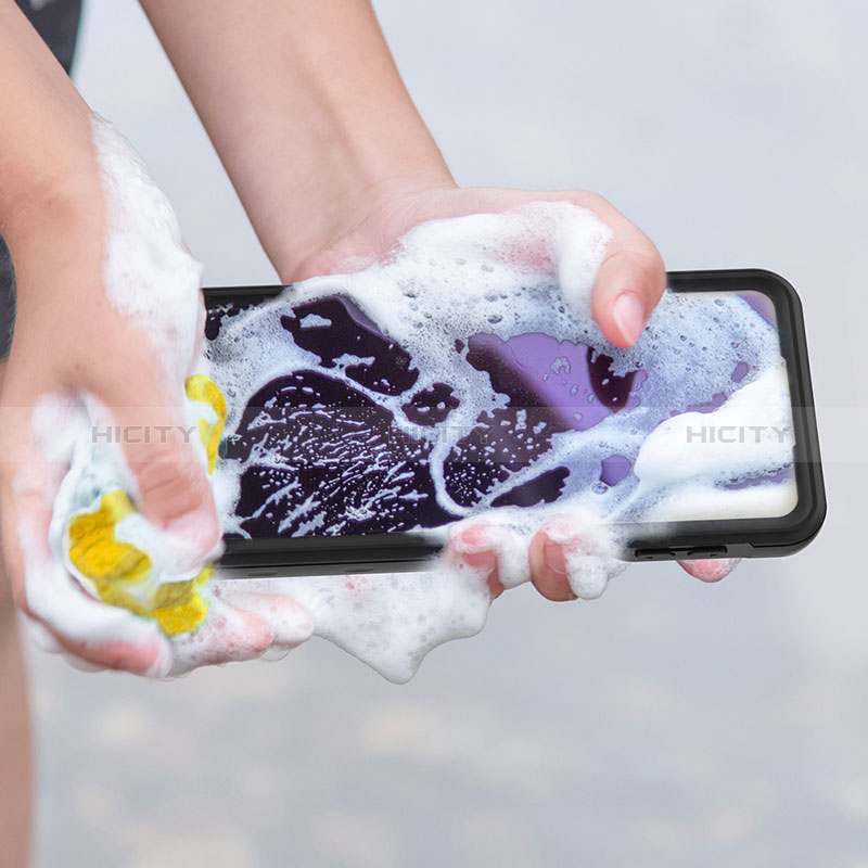 Wasserdicht Unterwasser Silikon Hülle Handyhülle und Kunststoff Waterproof Schutzhülle 360 Grad Ganzkörper Tasche für Samsung Galaxy A12 5G Schwarz