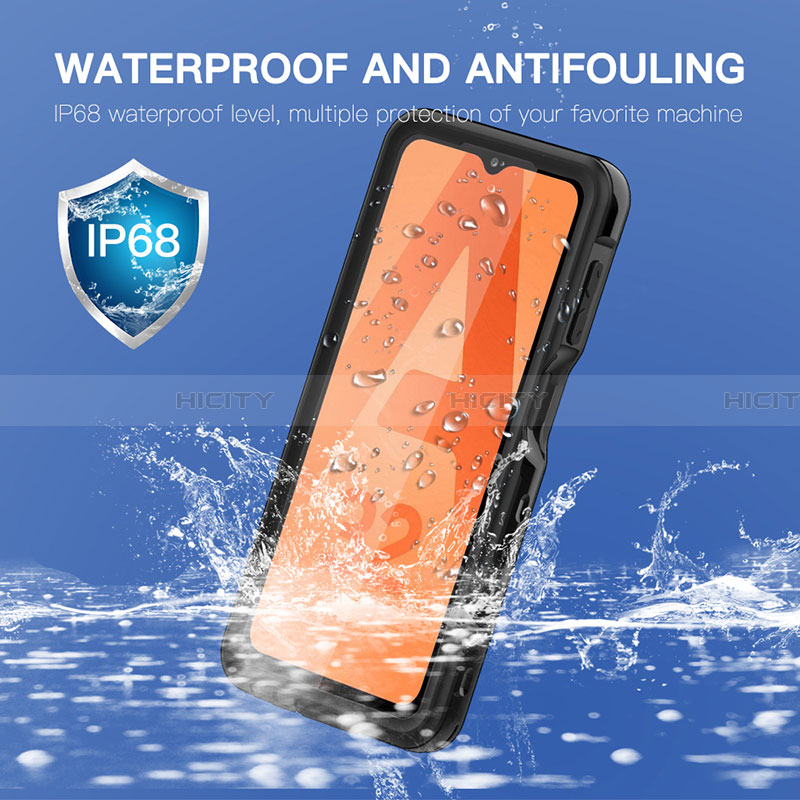 Wasserdicht Unterwasser Silikon Hülle Handyhülle und Kunststoff Waterproof Schutzhülle 360 Grad Ganzkörper Tasche für Samsung Galaxy A32 4G Schwarz