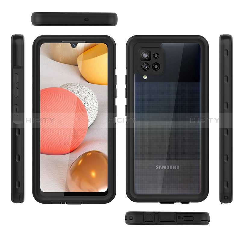 Wasserdicht Unterwasser Silikon Hülle Handyhülle und Kunststoff Waterproof Schutzhülle 360 Grad Ganzkörper Tasche für Samsung Galaxy A42 5G Schwarz