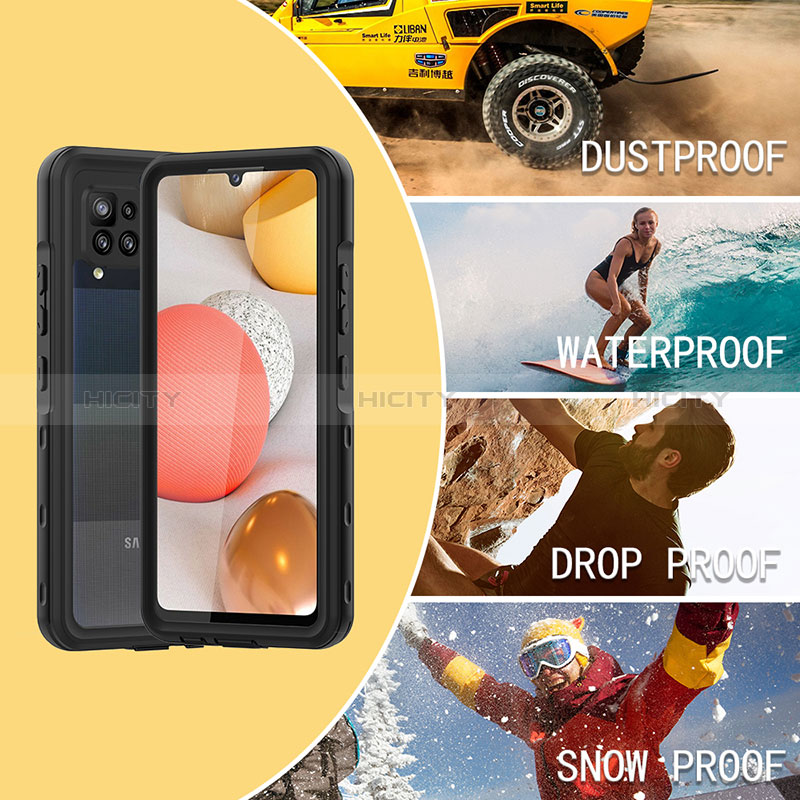 Wasserdicht Unterwasser Silikon Hülle Handyhülle und Kunststoff Waterproof Schutzhülle 360 Grad Ganzkörper Tasche für Samsung Galaxy A42 5G Schwarz