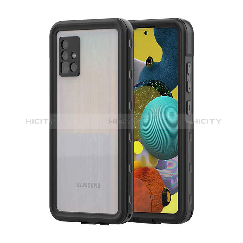 Wasserdicht Unterwasser Silikon Hülle Handyhülle und Kunststoff Waterproof Schutzhülle 360 Grad Ganzkörper Tasche für Samsung Galaxy A51 4G Schwarz