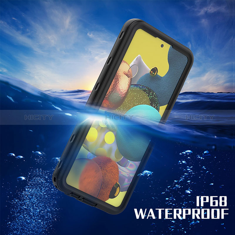 Wasserdicht Unterwasser Silikon Hülle Handyhülle und Kunststoff Waterproof Schutzhülle 360 Grad Ganzkörper Tasche für Samsung Galaxy A51 4G Schwarz