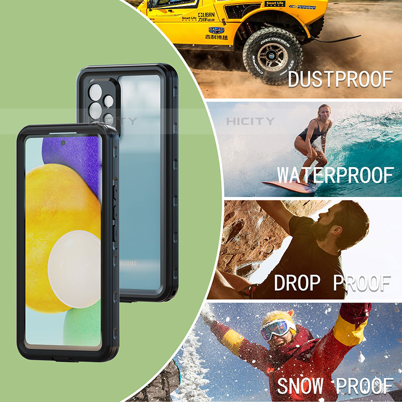 Wasserdicht Unterwasser Silikon Hülle Handyhülle und Kunststoff Waterproof Schutzhülle 360 Grad Ganzkörper Tasche für Samsung Galaxy A53 5G Schwarz