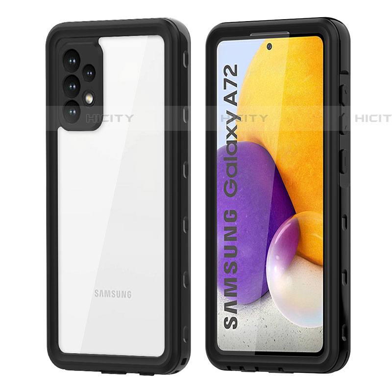 Wasserdicht Unterwasser Silikon Hülle Handyhülle und Kunststoff Waterproof Schutzhülle 360 Grad Ganzkörper Tasche für Samsung Galaxy A72 4G Schwarz Plus