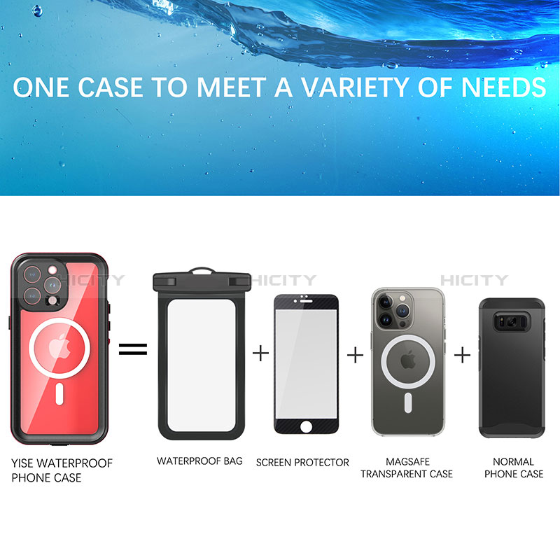 Wasserdicht Unterwasser Silikon Hülle Handyhülle und Kunststoff Waterproof Schutzhülle 360 Grad Ganzkörper Tasche mit Mag-Safe Magnetic Magnetisch HJ1 für Apple iPhone 13 Pro