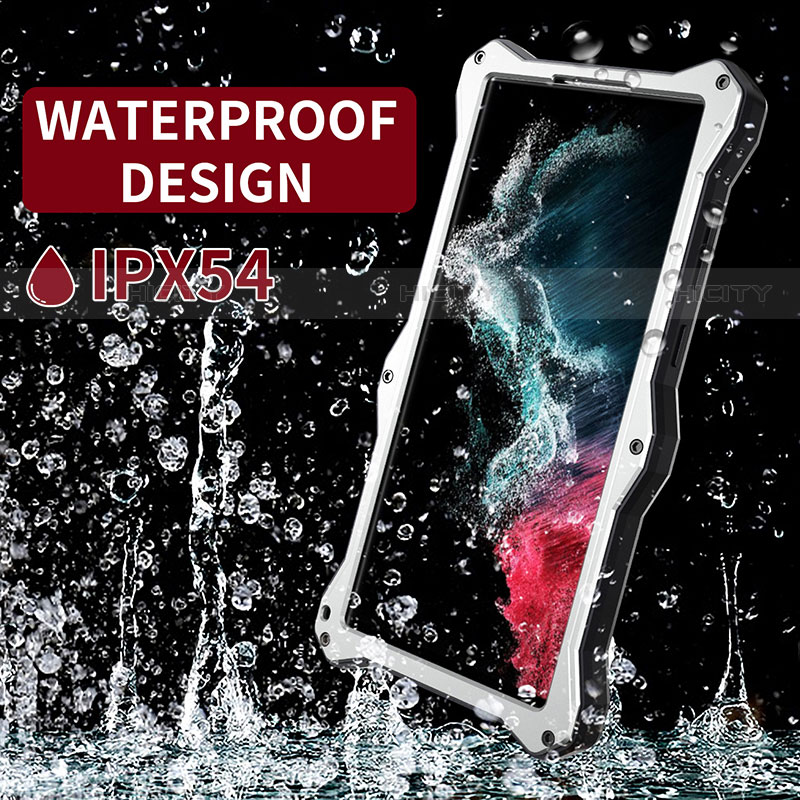 Wasserdicht Unterwasser Silikon Hülle Handyhülle und Kunststoff Waterproof Schutzhülle 360 Grad Ganzkörper Tasche mit Ständer T02 für Samsung Galaxy S23 Ultra 5G groß