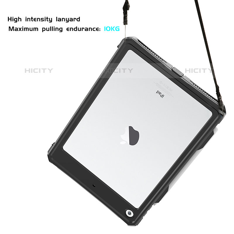 Wasserdicht Unterwasser Silikon Hülle Handyhülle und Kunststoff Waterproof Schutzhülle 360 Grad Ganzkörper Tasche W01 für Apple iPad 10.2 (2020) Schwarz