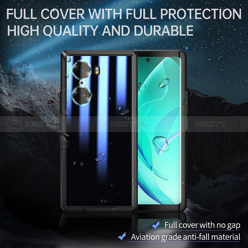 Wasserdicht Unterwasser Silikon Hülle Handyhülle und Kunststoff Waterproof Schutzhülle 360 Grad Ganzkörper Tasche W01 für Huawei Honor 60 Pro 5G Schwarz