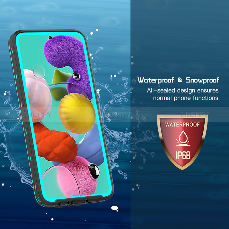 Wasserdicht Unterwasser Silikon Hülle Handyhülle und Kunststoff Waterproof Schutzhülle 360 Grad Ganzkörper Tasche W01 für Samsung Galaxy A51 5G Schwarz