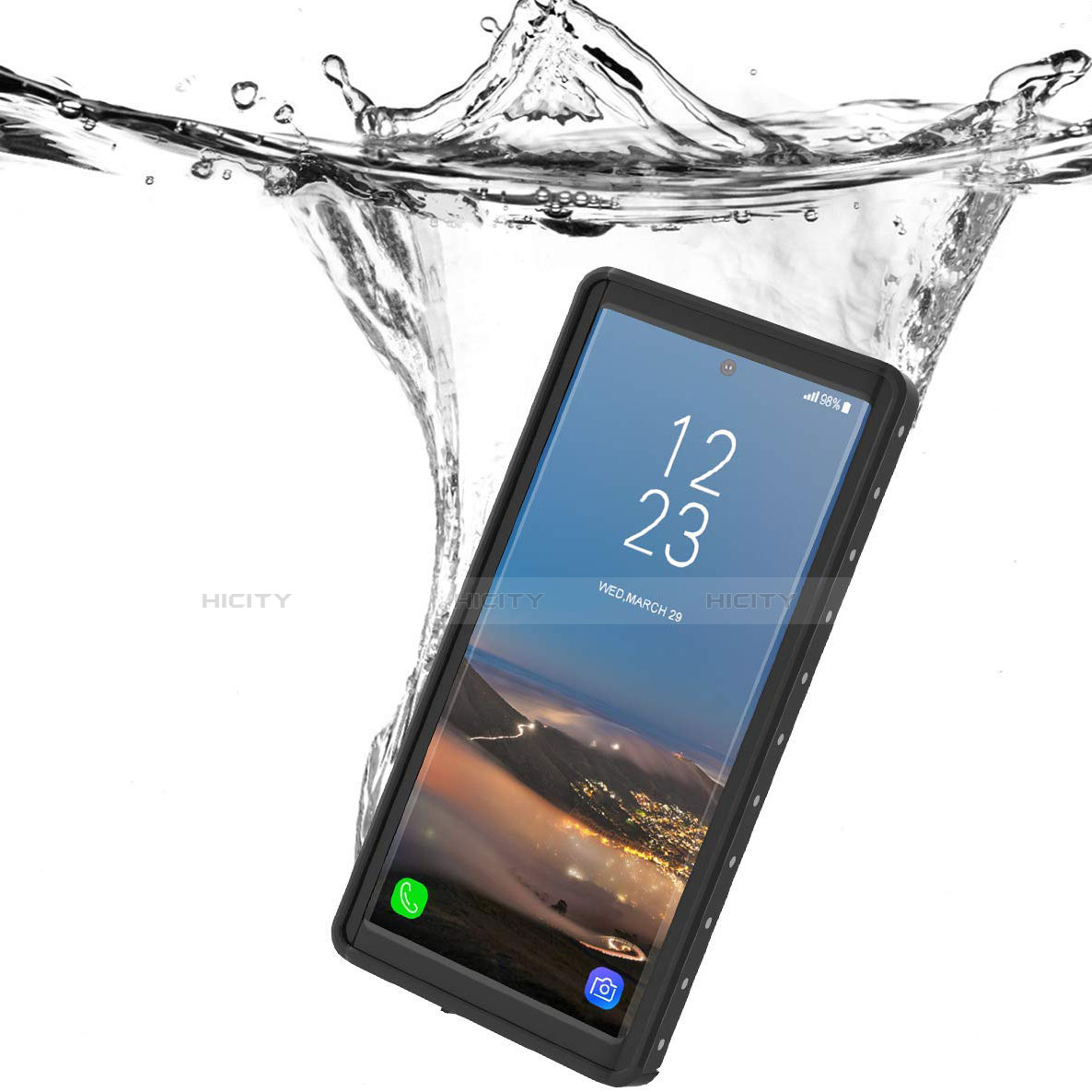 Wasserdicht Unterwasser Silikon Hülle Handyhülle und Kunststoff Waterproof Schutzhülle 360 Grad Ganzkörper Tasche W01 für Samsung Galaxy Note 10 5G Schwarz