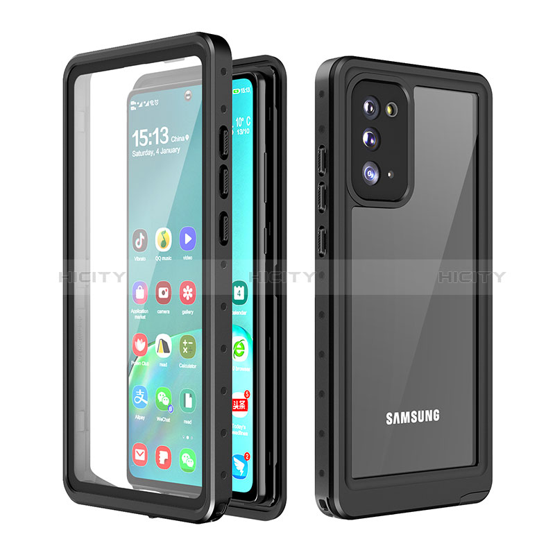 Wasserdicht Unterwasser Silikon Hülle Handyhülle und Kunststoff Waterproof Schutzhülle 360 Grad Ganzkörper Tasche W01 für Samsung Galaxy Note 20 5G Schwarz