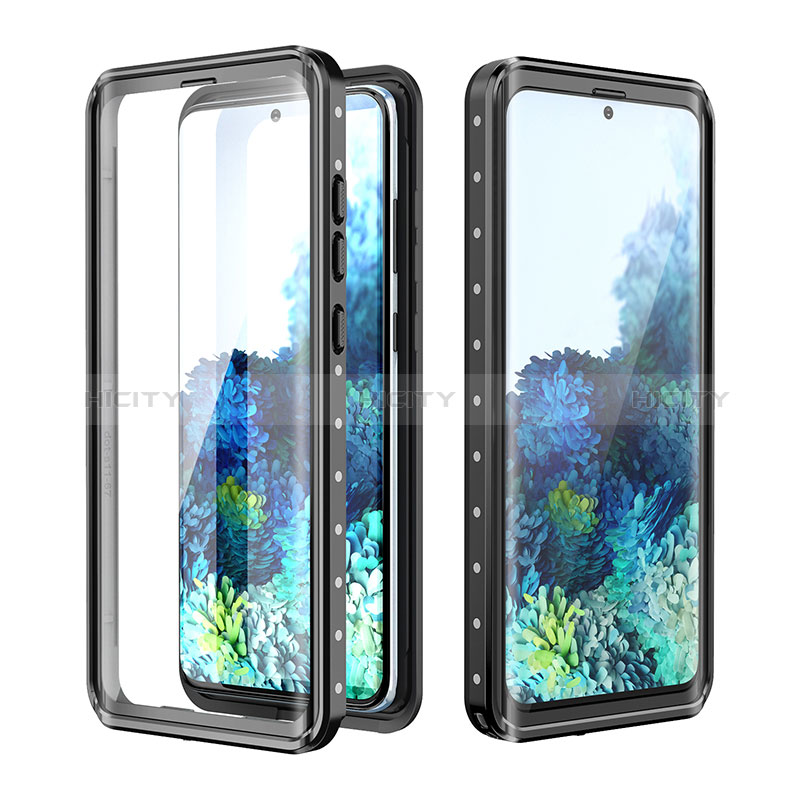 Wasserdicht Unterwasser Silikon Hülle Handyhülle und Kunststoff Waterproof Schutzhülle 360 Grad Ganzkörper Tasche W01 für Samsung Galaxy S20 Plus 5G Schwarz