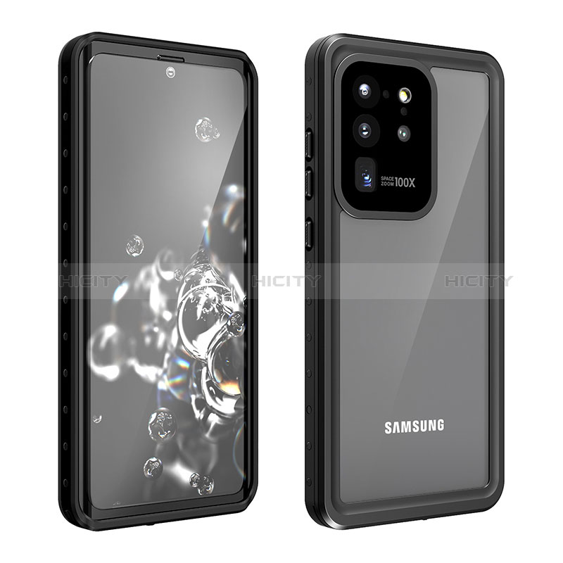 Wasserdicht Unterwasser Silikon Hülle Handyhülle und Kunststoff Waterproof Schutzhülle 360 Grad Ganzkörper Tasche W01 für Samsung Galaxy S20 Ultra 5G Schwarz