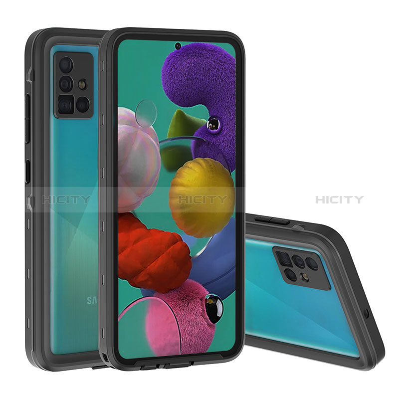 Wasserdicht Unterwasser Silikon Hülle Handyhülle und Kunststoff Waterproof Schutzhülle 360 Grad Ganzkörper Tasche W02 für Samsung Galaxy A51 5G Schwarz Plus