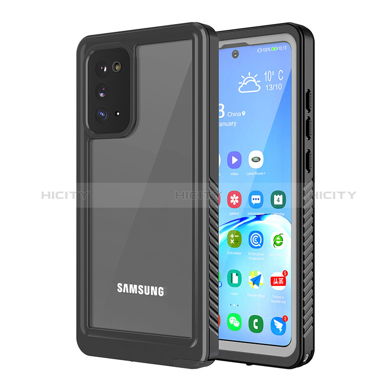 Wasserdicht Unterwasser Silikon Hülle Handyhülle und Kunststoff Waterproof Schutzhülle 360 Grad Ganzkörper Tasche W02 für Samsung Galaxy Note 20 5G Schwarz