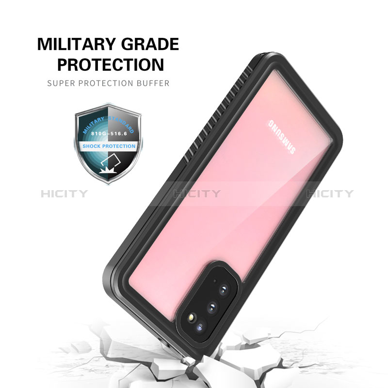 Wasserdicht Unterwasser Silikon Hülle Handyhülle und Kunststoff Waterproof Schutzhülle 360 Grad Ganzkörper Tasche W02 für Samsung Galaxy S20 Schwarz