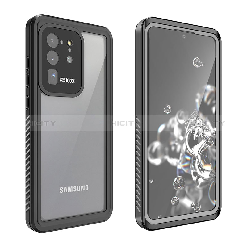 Wasserdicht Unterwasser Silikon Hülle Handyhülle und Kunststoff Waterproof Schutzhülle 360 Grad Ganzkörper Tasche W02 für Samsung Galaxy S20 Ultra Schwarz