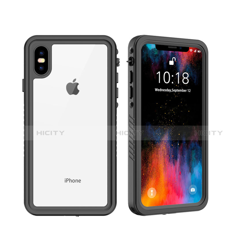 Wasserdicht Unterwasser Silikon Hülle Handyhülle und Kunststoff Waterproof Schutzhülle 360 Grad Tasche für Apple iPhone Xs Max Schwarz