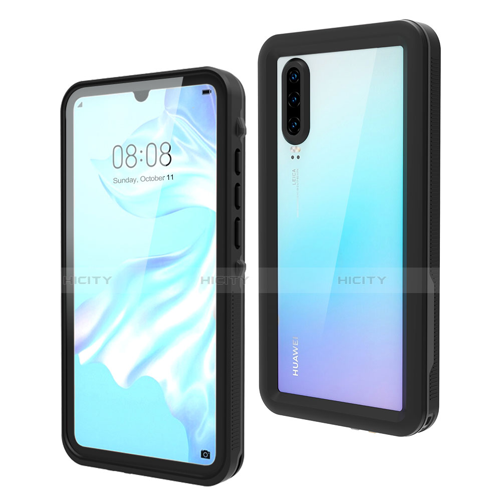 Wasserdicht Unterwasser Silikon Hülle Handyhülle und Kunststoff Waterproof Schutzhülle 360 Grad Tasche für Huawei P30 Schwarz