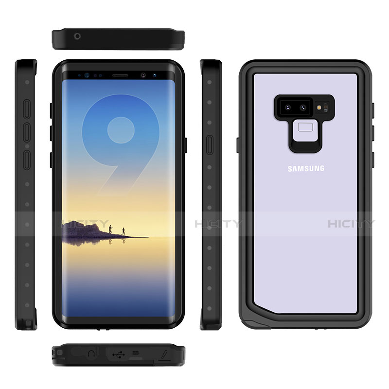 Wasserdicht Unterwasser Silikon Hülle Handyhülle und Kunststoff Waterproof Schutzhülle 360 Grad Tasche für Samsung Galaxy Note 9 Schwarz