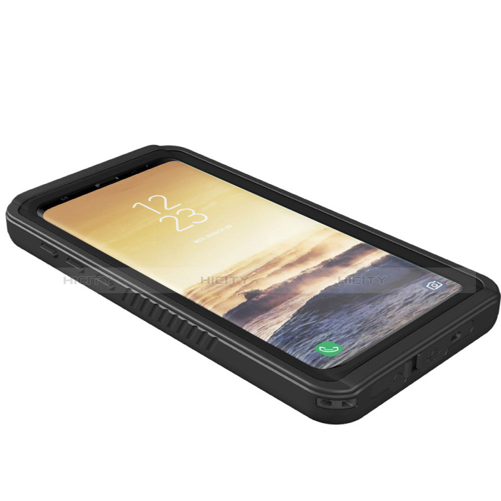 Wasserdicht Unterwasser Silikon Hülle Handyhülle und Kunststoff Waterproof Schutzhülle 360 Grad Tasche für Samsung Galaxy S9 Plus Schwarz