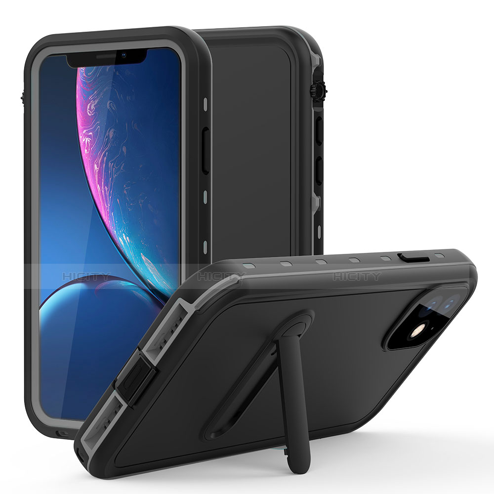 Wasserdicht Unterwasser Silikon Hülle Handyhülle und Kunststoff Waterproof Schutzhülle 360 Grad Tasche mit Ständer für Apple iPhone 11 Grau Plus