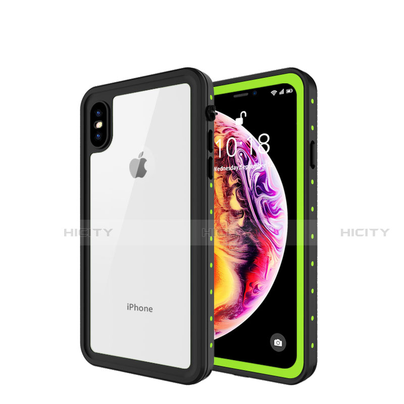 Wasserdicht Unterwasser Silikon Hülle Handyhülle und Kunststoff Waterproof Schutzhülle 360 Grad Tasche W01 für Apple iPhone Xs Max Grün