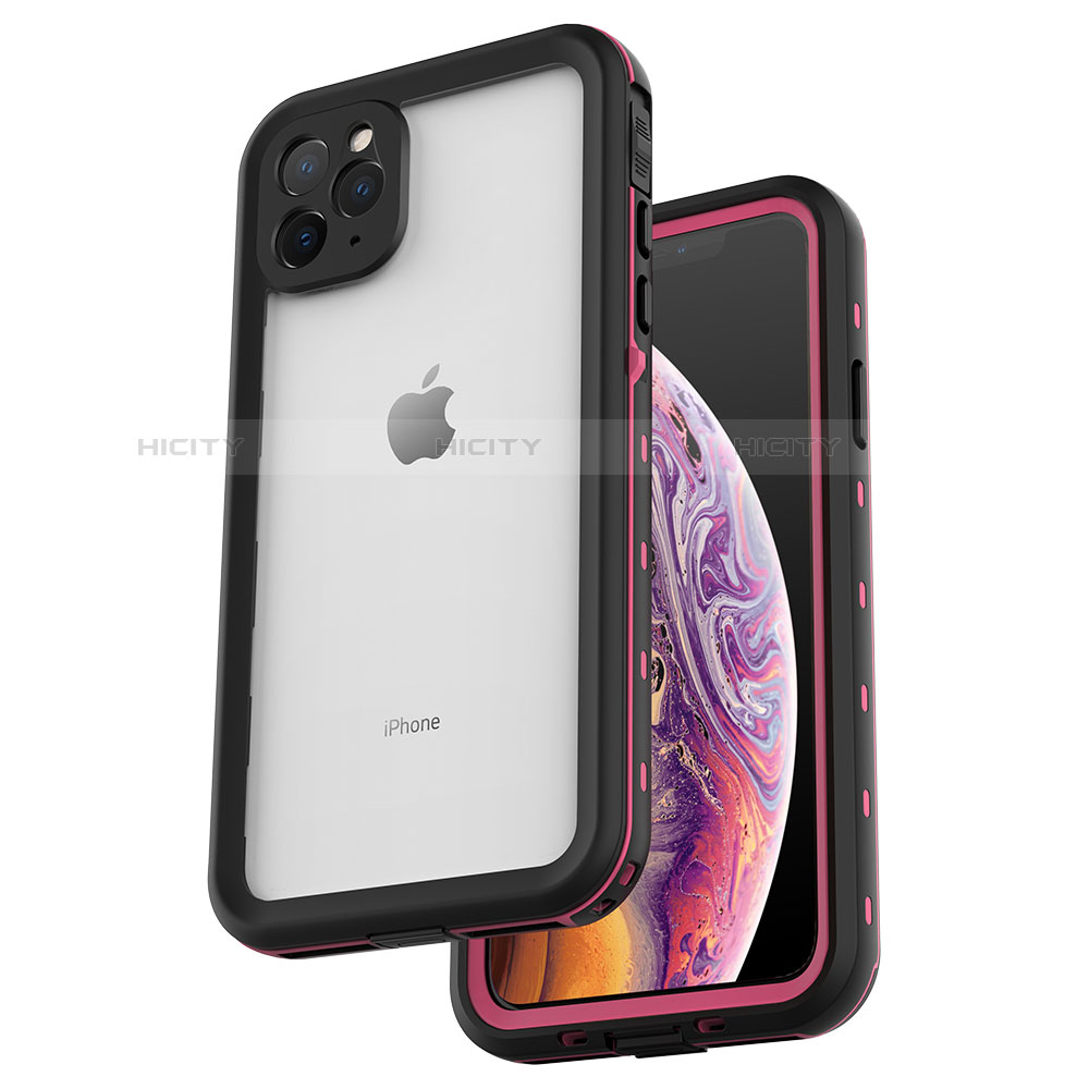 Wasserdicht Unterwasser Silikon Hülle Handyhülle und Kunststoff Waterproof Schutzhülle 360 Grad Tasche W04 für Apple iPhone 11 Pro Max Rosegold Plus