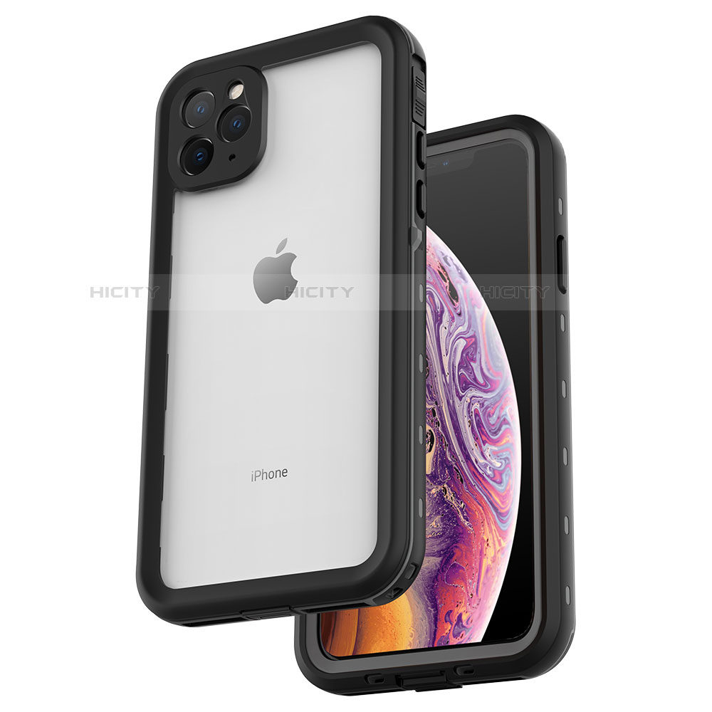 Wasserdicht Unterwasser Silikon Hülle Handyhülle und Kunststoff Waterproof Schutzhülle 360 Grad Tasche W04 für Apple iPhone 11 Pro Max Schwarz