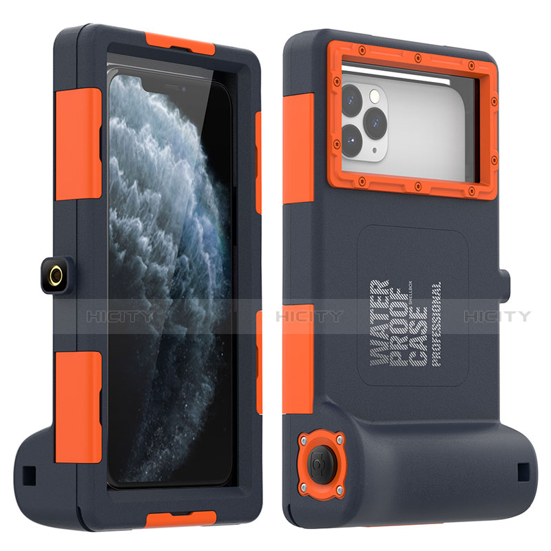 Wasserdicht Unterwasser Silikon Hülle und Kunststoff Waterproof Schutzhülle Handyhülle 360 Grad Ganzkörper Tasche für Apple iPhone 11 Pro Orange Plus